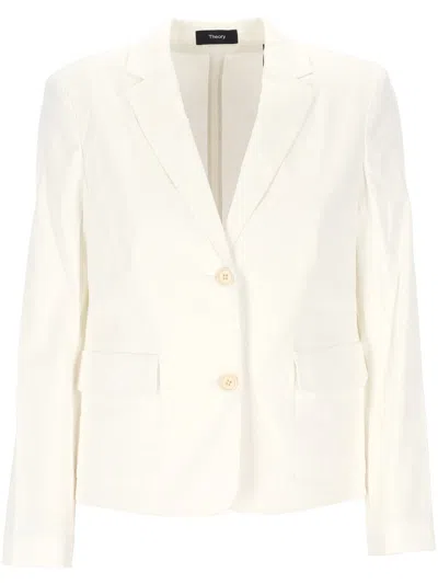 Theory White Buttoned Jacket With Pockets In White