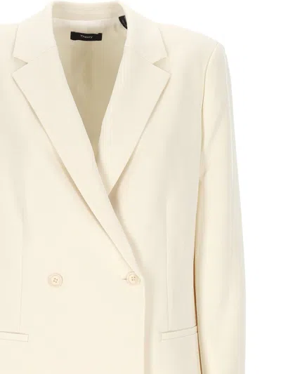 Theory Double-breasted Blazer In Gray