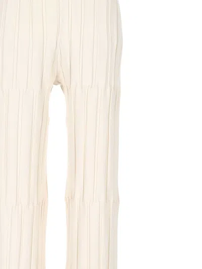 Mrz Pleated Flared Trousers In Neutral