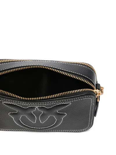 Pinko Calf Leather Handbag With Gold-tone Hardware In Black