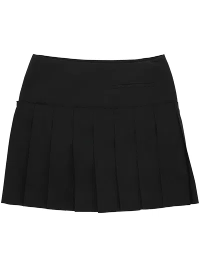 Alexander Mcqueen Frayed Pleated Wool-twill Mini Wrap Skirt In Black