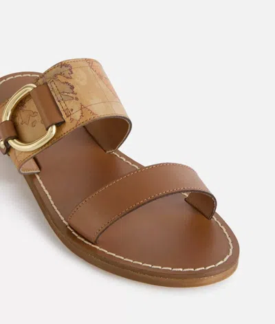 Alviero Martini Brown Geo Printed Flat Sandal In Brown