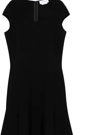 Alexander Mcqueen Wool Tailored Pencil Dress With Lace Details Clothing In Black