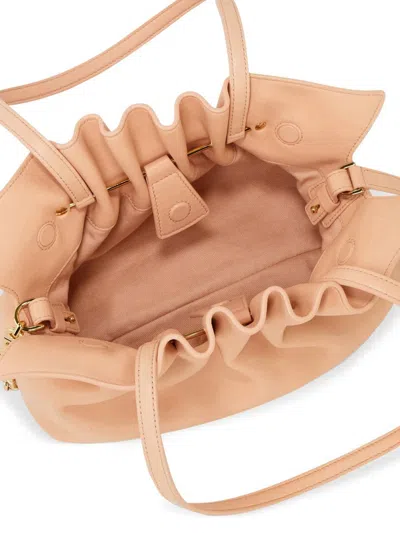 Ferragamo Pink Crossbody Bag With Chain-link Handle And Gancini Plaque On The Front In Neutral