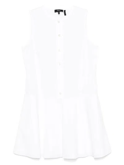 Theory Mini Dress With Crew Neck And Flared Skirt In White