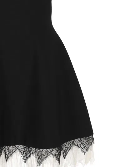 Alexander Mcqueen Black Viscose Mix Dresses In Multi