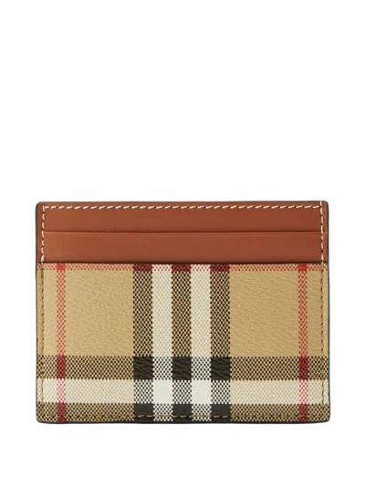 Burberry Sandon Check Card Case Accessories In Beige