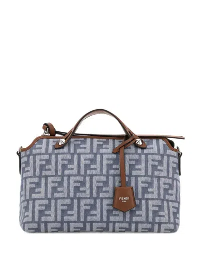 Fendi By The Way Soft Medium Denim-effect Ff Jacquard Bags In Blue