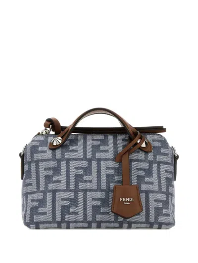 Fendi By The Way Soft Mini Denim-effect Ff Jacquard Bags In Blue