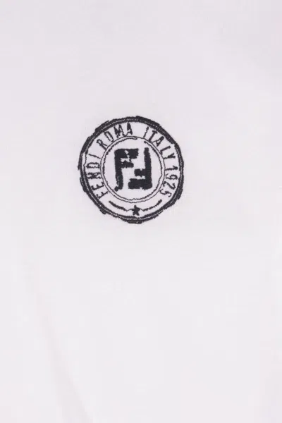 Fendi Stamp Crew Neck Patch Detail Short Sleeves In White