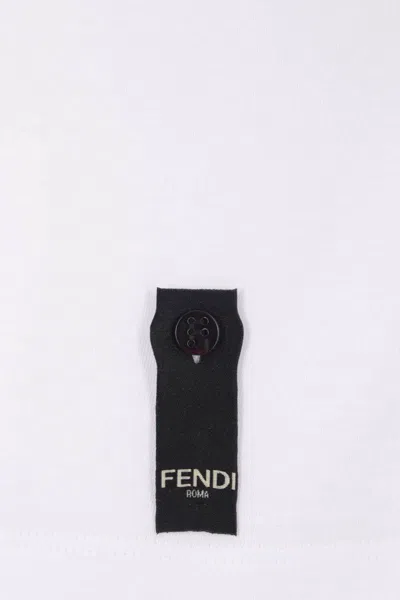 Fendi Stamp Crew Neck Patch Detail Short Sleeves In White