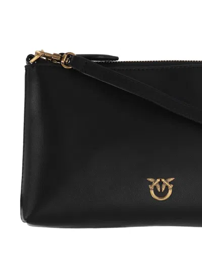 Pinko Leather Clutch Bag In Black