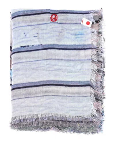 Talking Walls Graphic-print Scarf In Blue