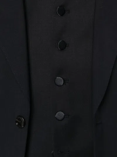Tagliatore Panelled Virgin Wool Waistcoat In Black