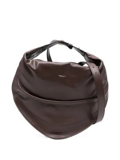 Federico Cina Shoulder Bag In Smooth Calfskin Leather In Brown