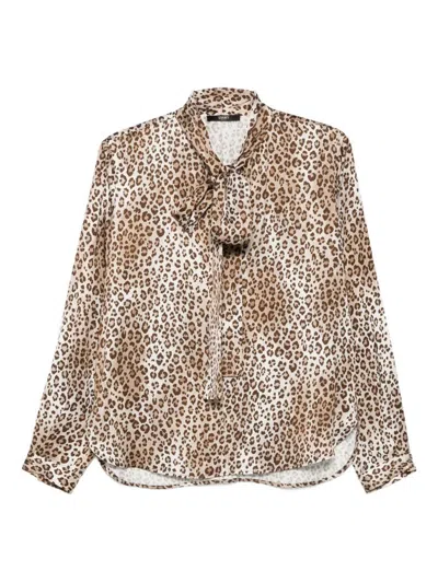 Seventy Leopard-print Tie-neck Blouse In Brown