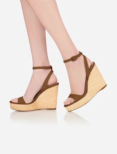 Aquazzura 110mm Sunseeker Wedge Sandals In Brown