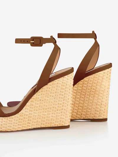 Aquazzura 110mm Sunseeker Wedge Sandals In Brown