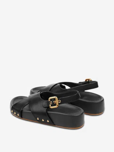 Chloé Round Toe Flat Sandals In Black