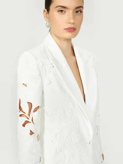 Costarellos Neff Floral-lace Cut-out Blazer In White