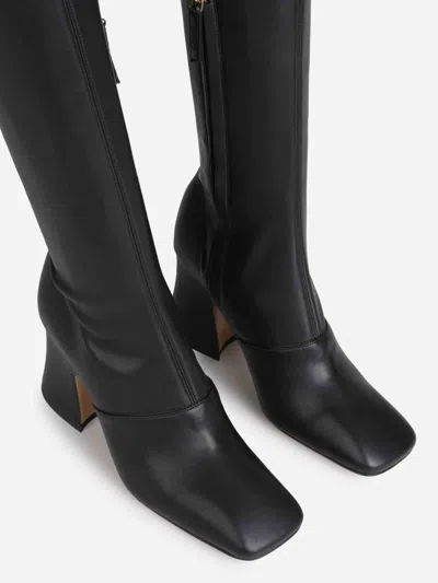 Chloé 80mm Janis Stretch-leather Square-toe Boots In Black