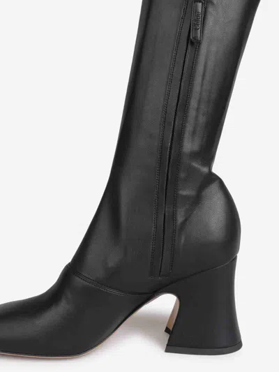 Chloé 80mm Janis Stretch-leather Square-toe Boots In Black