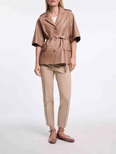 Dorothee Schumacher Epauletted Belted Jacket In Brown