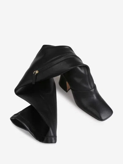 Chloé 80mm Janis Stretch-leather Square-toe Boots In Black