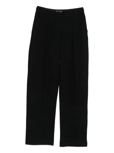 Emporio Armani Asv Chevron Motif Jersey Trousers With Pleats In Black
