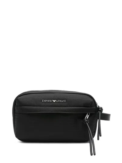 Emporio Armani Cosmetic Bag With Logo In Black