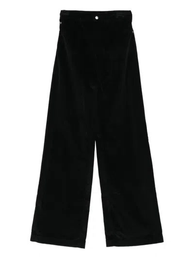 Emporio Armani Wide-leg Cotton-blend Jeans With Back Pockets In Black