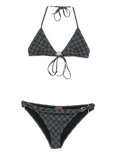 Gucci Gg Triangle Bikini Set In Black