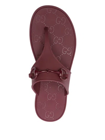 Gucci Maroon Open Toe Sandals In Red