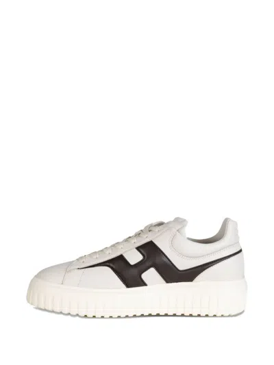 Hogan H-stripes Logo Lace-up Sneakers In Neutral