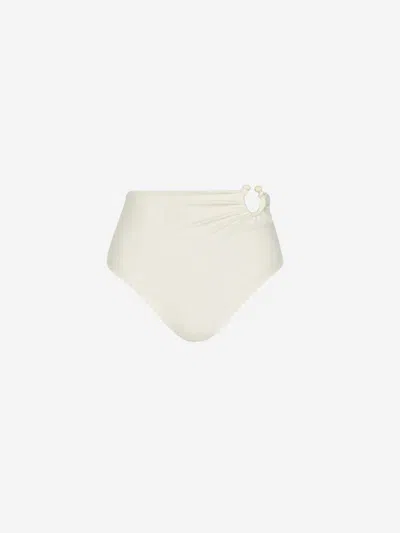 Johanna Ortiz Ecru Taita High Waist Bikini Bottoms In White