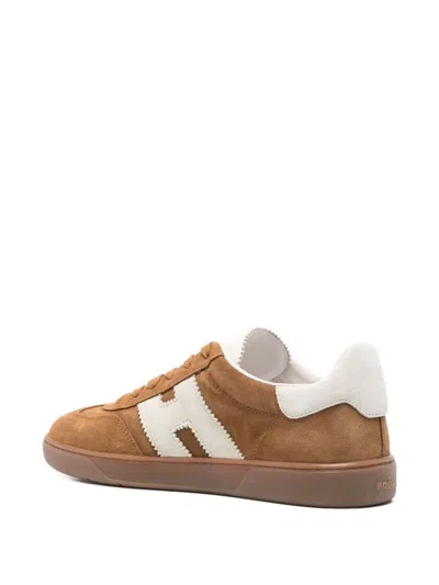 Hogan Cool Beige Suede Sneakers In Brown