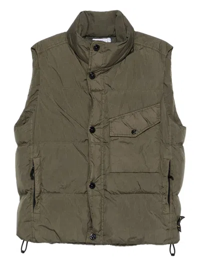 Stone Island Nylon Down Vest In Green