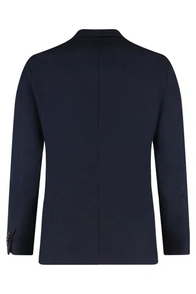 Hugo Boss Boss Double-breasted Wool Jacket In Blue
