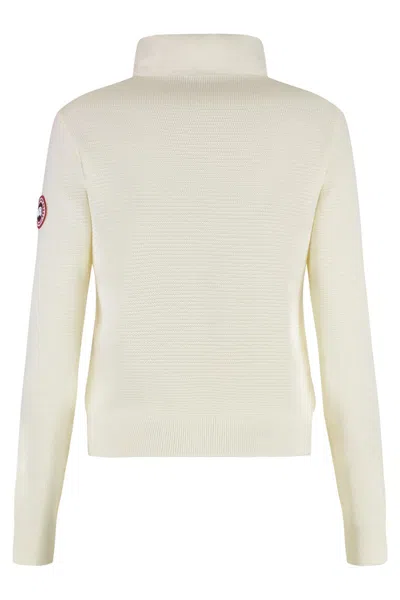 Canada Goose Womens Cottongrass-linaigrette Hybridge Padded Wool-down Jacket Xs In White