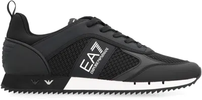 Ea7 Logo-embellished Lace-up Sneakers In Black
