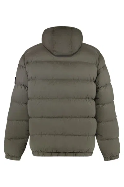 Stone Island Seamless Tunnel Hooded Down Jacket In Green
