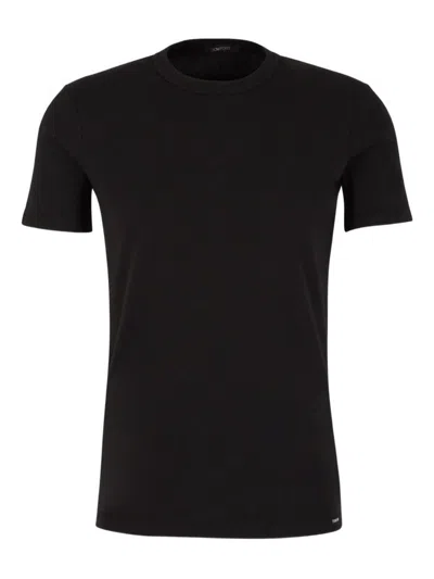 Tom Ford Regular Fit Black T-shirt With Classic Crew Neckline In Black