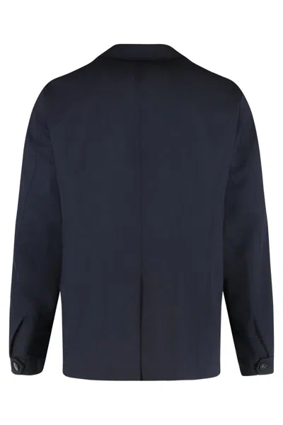 Canali Buttoned Flap-pocket Jacket In Blue