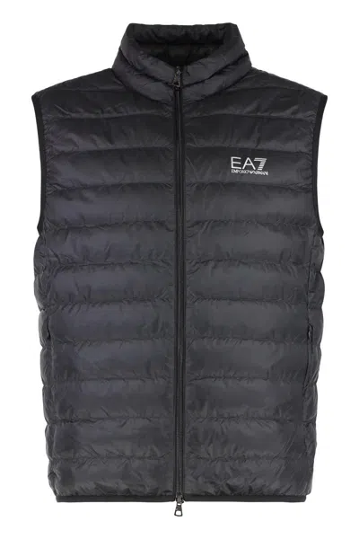 Ea7 Emporio Armani Full Zip Down Vest In Black
