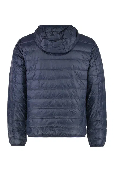 Ea7 Emporio Armani Hooded Ultra-light Down Jacket In Blue