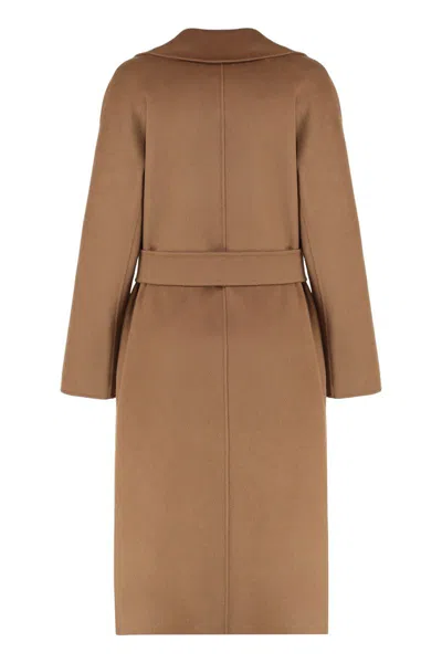 Max Mara Studio Cles Wool And Cashmere Coat In Brown