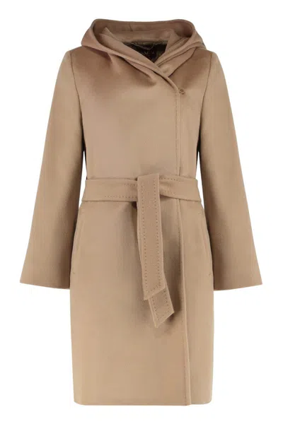 Max Mara Studio Newmang Wool Coat In Brown
