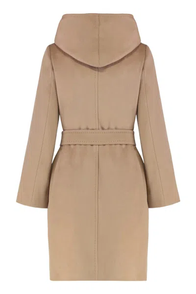 Max Mara Studio Newmang Wool Coat In Brown