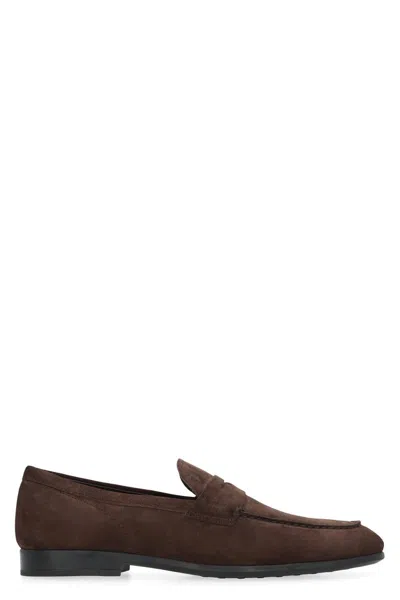 Tod's Suede Gomma Leggero Loafers In Brown