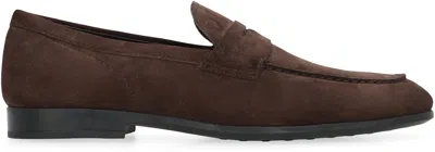 Tod's Suede Gomma Leggero Loafers In Brown